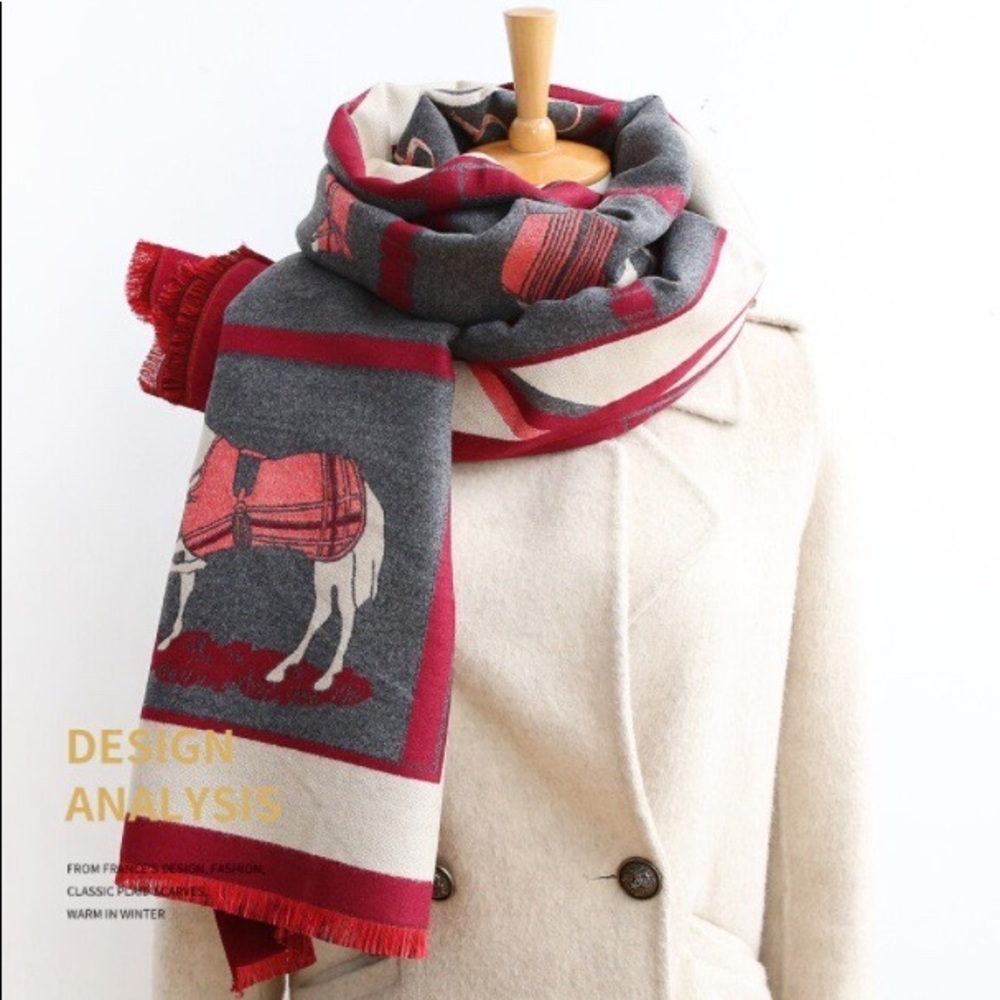 COPY - Women New Carriage Scarf Warm Shawl Thicken Tassels Horse artifical cash…